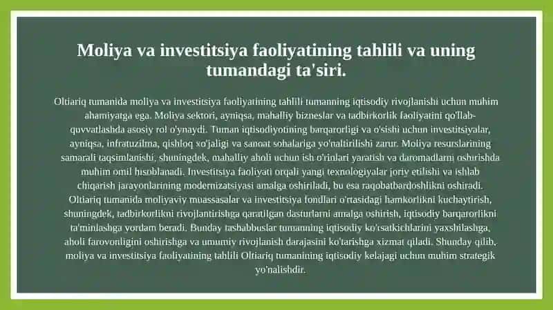 Oltiariq tuman makroiqtisodiy ko'rsatkichlar tahlili 4
