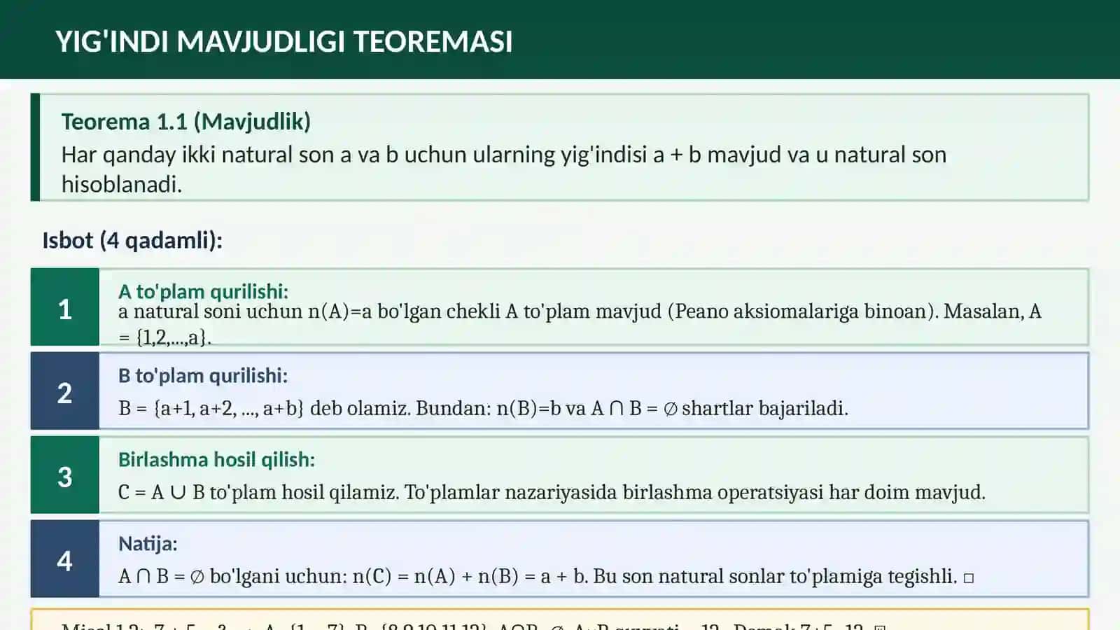 YIG'INDI VA AYIRMANING TA'RIFI, MAVJUDLIGI VA YAGONALIGI 4