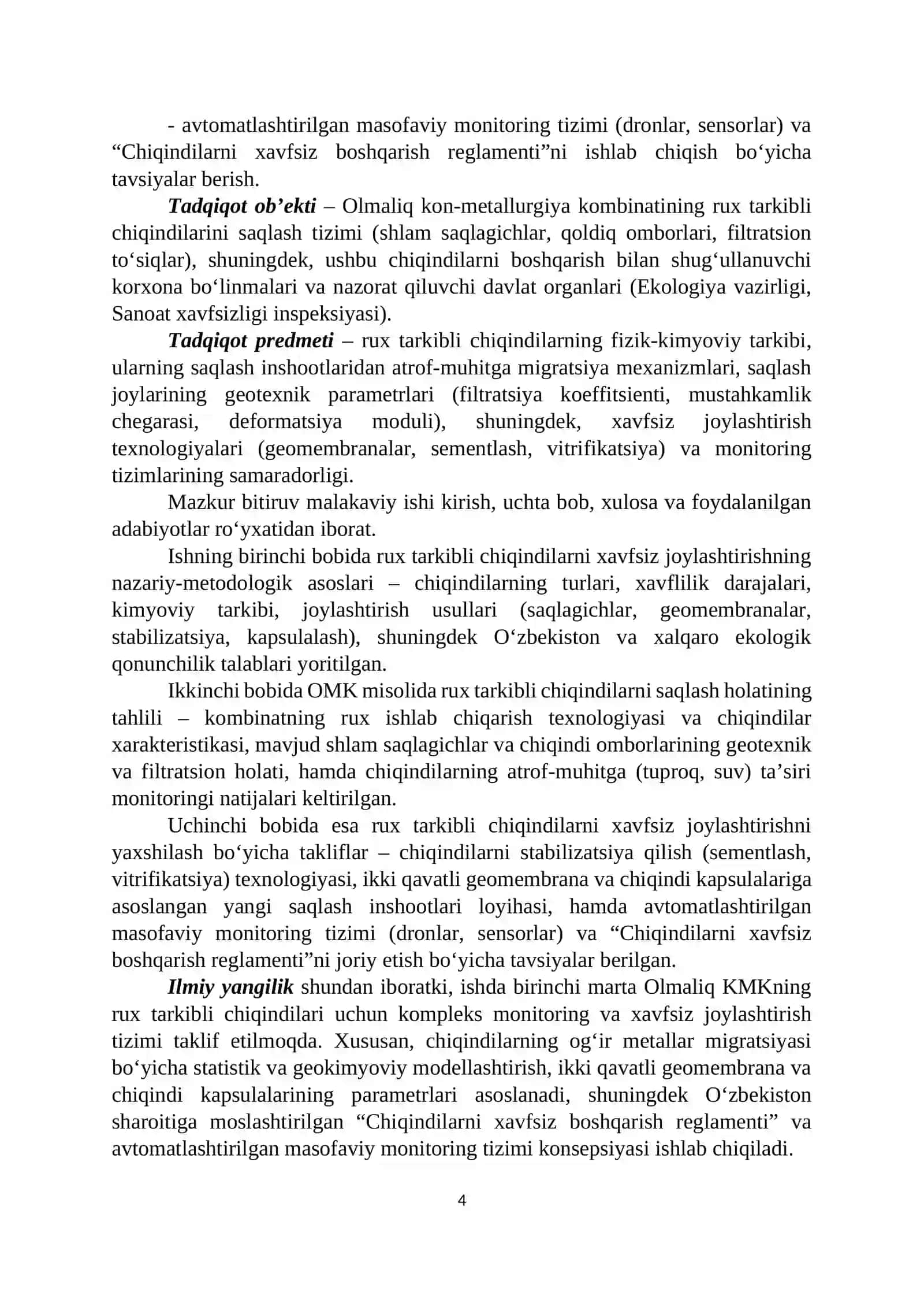 BMI. Kon-metallurgiya ishlari bo'yicha 4