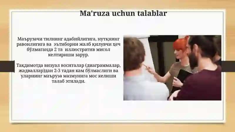 Maʼruza turlari va ularga qoʻyiladigan talablar 4
