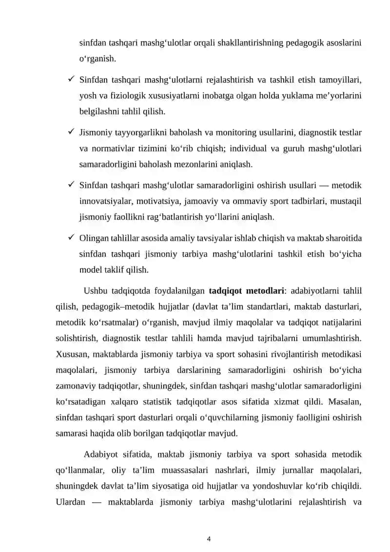 Oʻquvchilarni jismoniy tayyorgarligini sinfdan tashqari mashgʻulotlar orqali samaradorligini oshirish yoʻllari 4