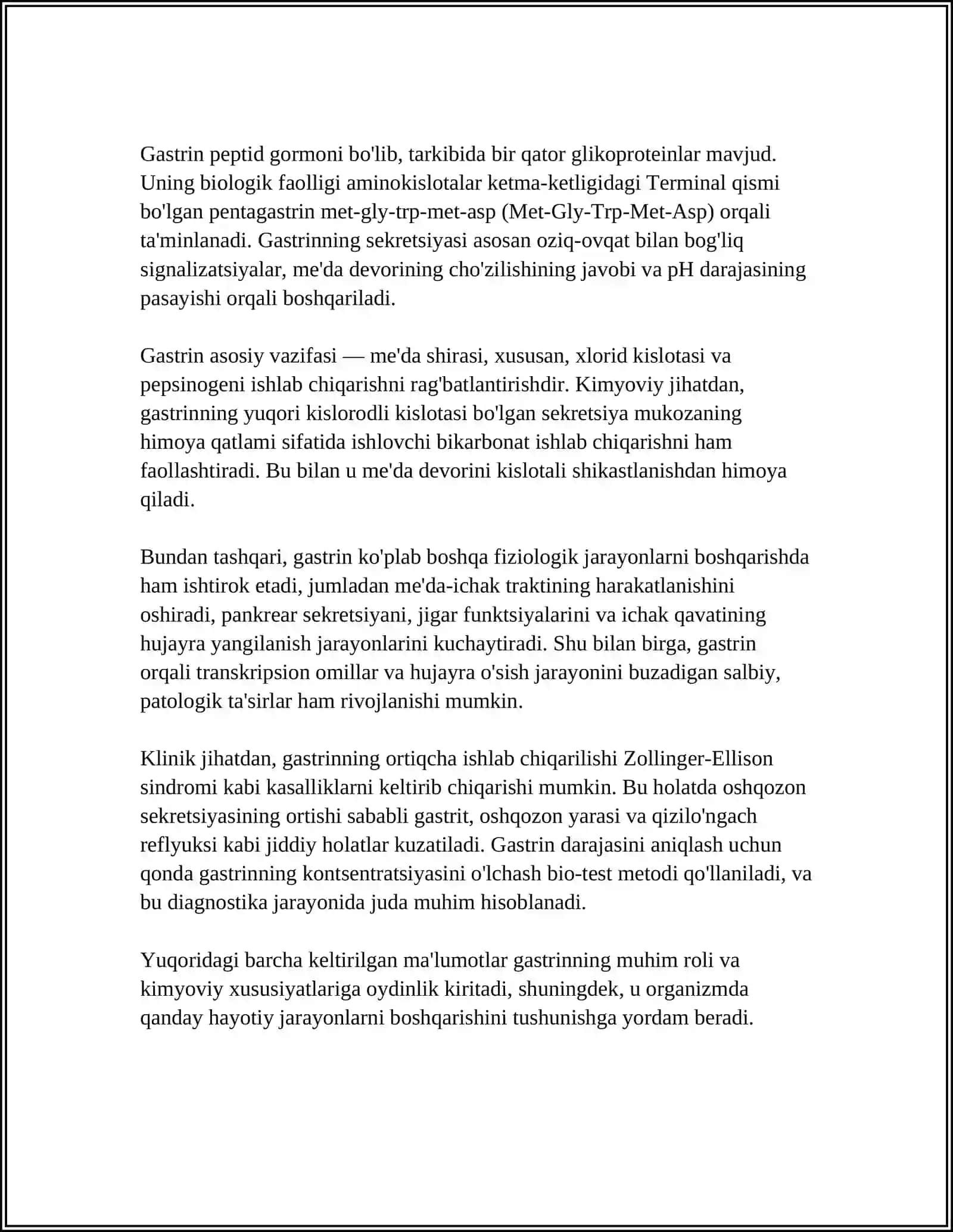 GASTRINNING BIOKIMYO FANIDAGI AHAMIYATI 4