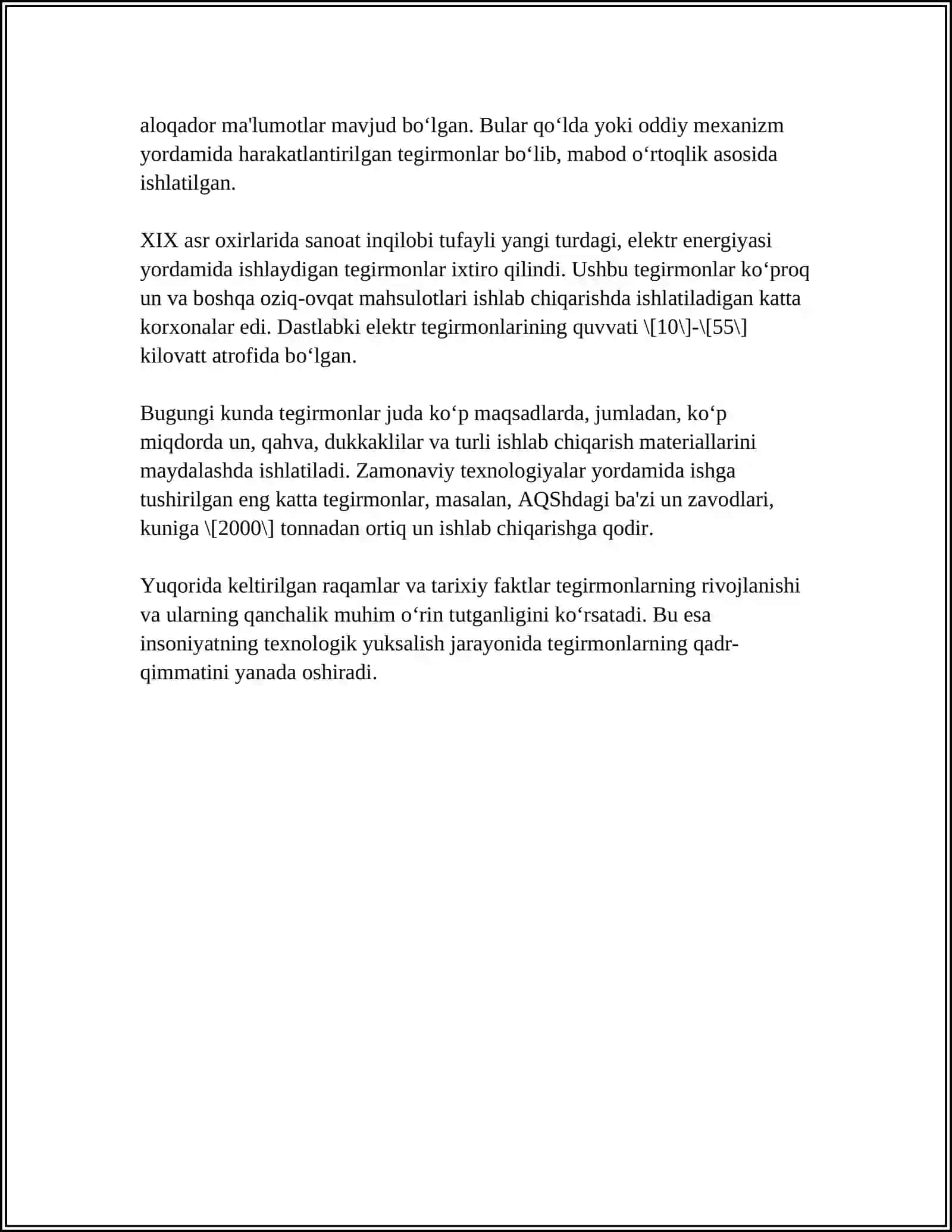YANCHISH DASTGOHLARI. TEGIRMONLAR HAQIDA UMUMIY MALUMOTLAR 4