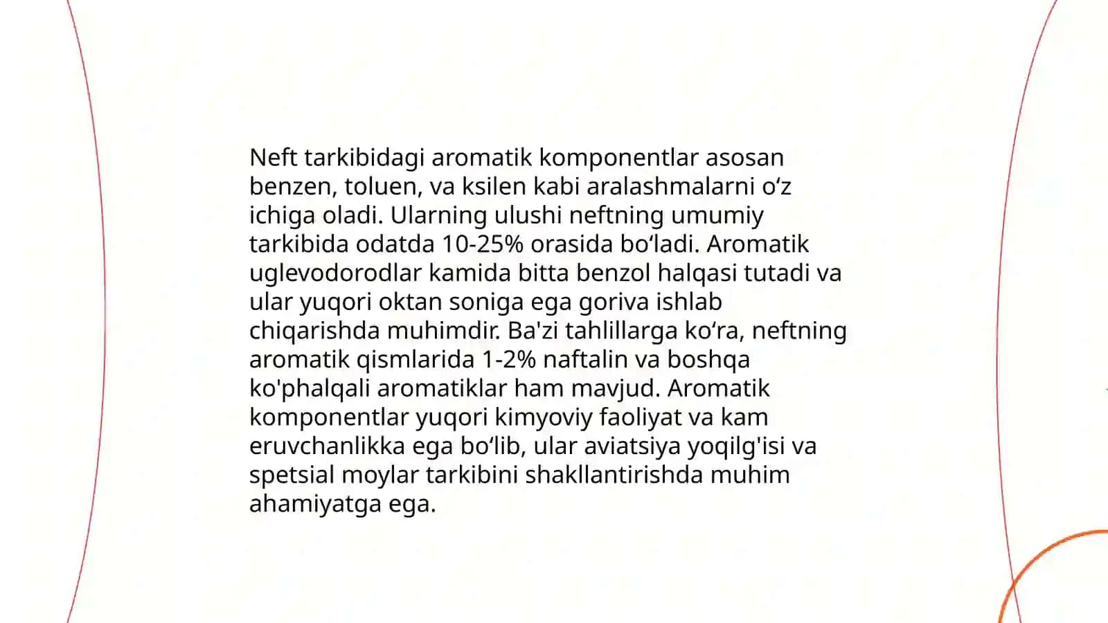 Neft tarkibidagi aromatik uglevodorodlarning umumiy xossalari 4