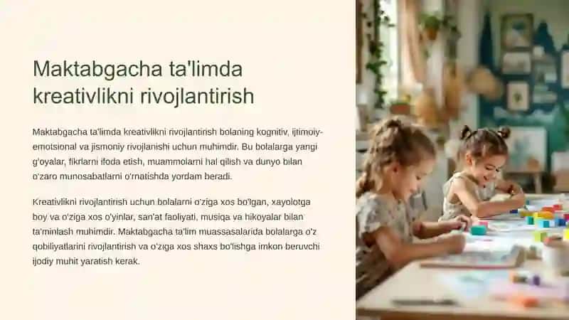 F. Frebelning Didaktik Tizimi: STEAM Ta'lim Texnologiyasi Yordamida Maktabgacha Yoshdagi Bolalarni Kreativ Ijodkorligini Rivojlantirish 4