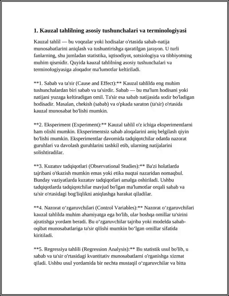 KAUZAL TAHLIL( CAUSAL ANALYSIS) SABAB-OQIBAT MUNOSABATLARINI TUSHUNISH VA TAHLIL QILISH 4