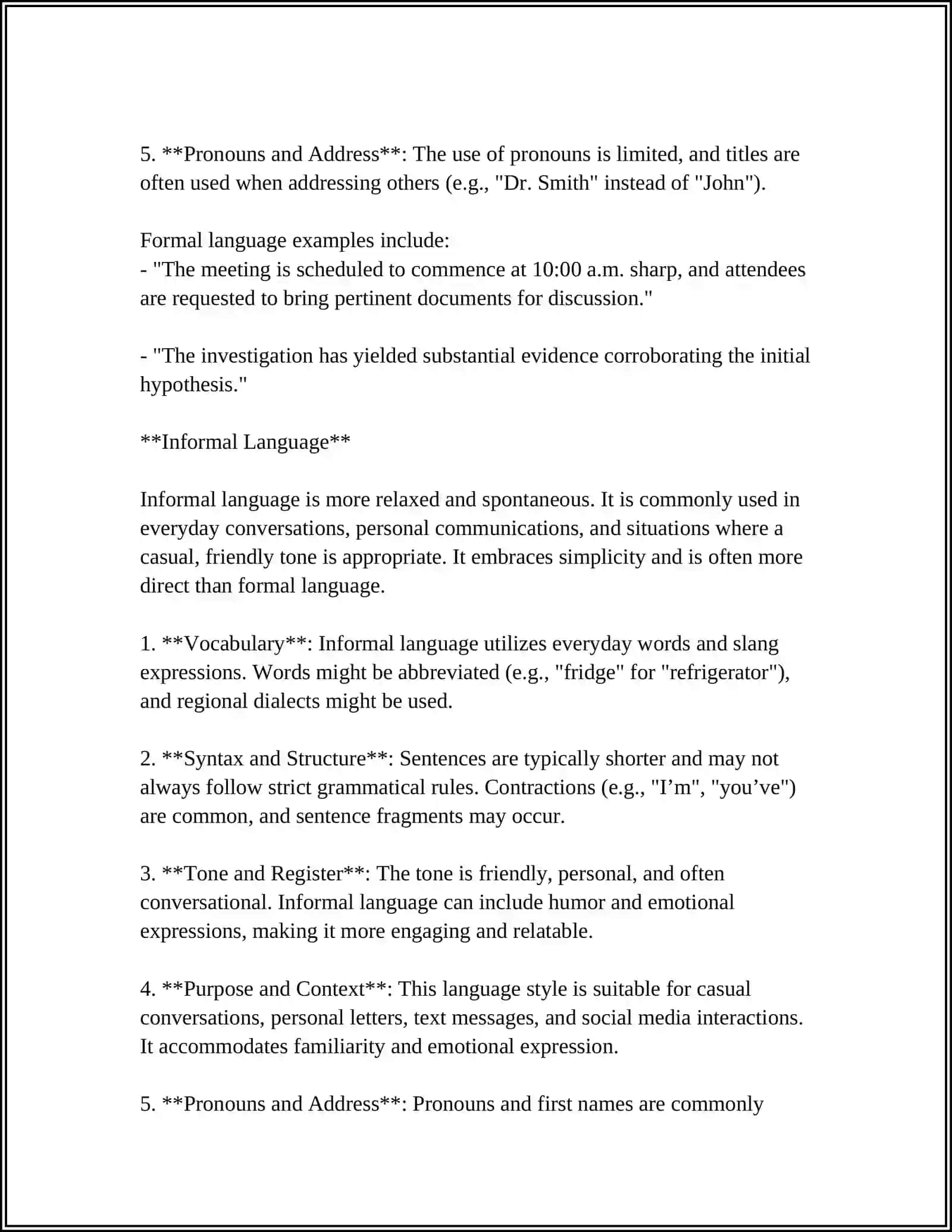 Definition of Formal and Informal Language 4