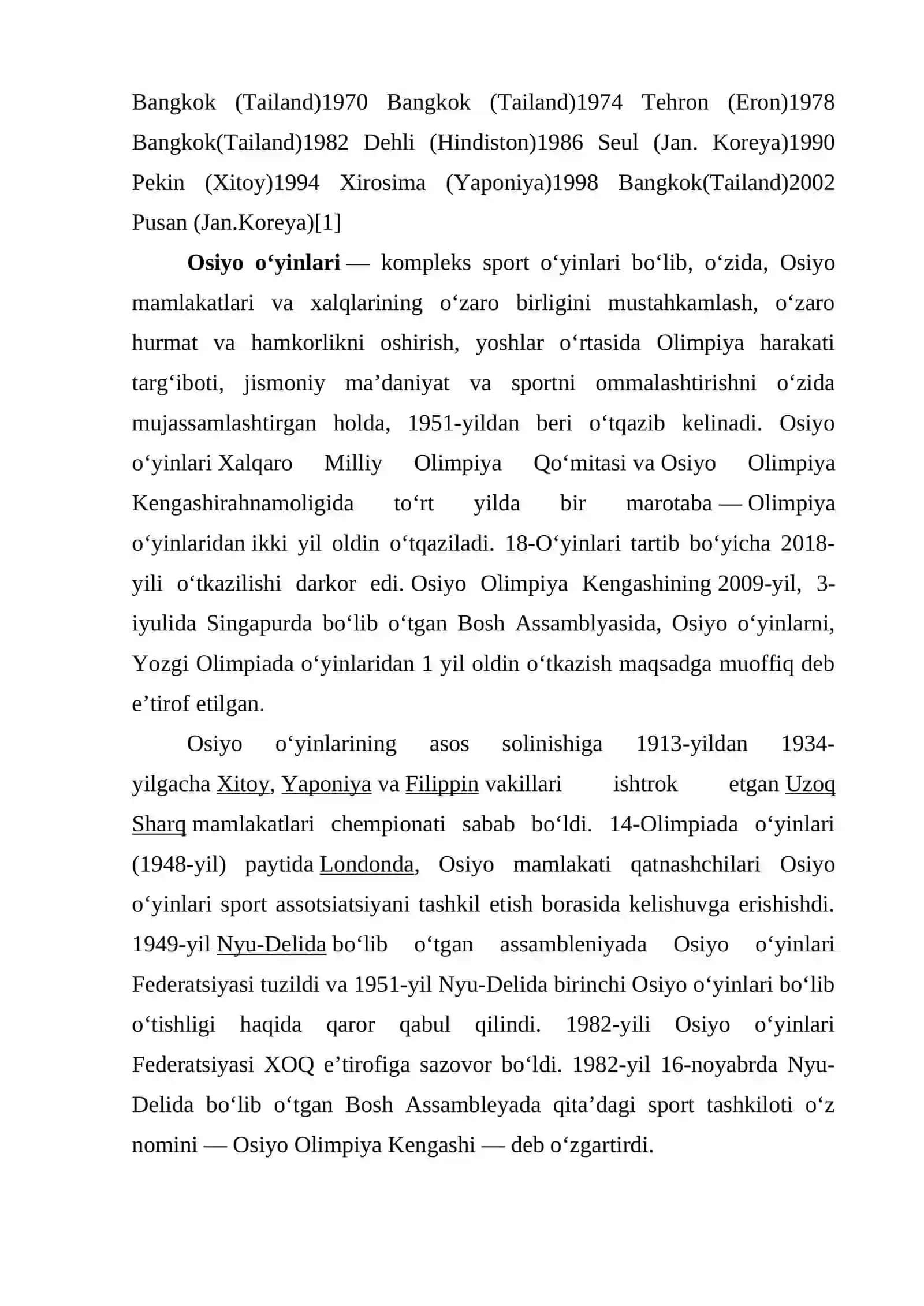 2018 YILDA JAKARTA BO'LIB O'TGAN 18 OSIYO O'YINLARIDA O'ZBEKISTON SPORTCHILARI UMUM JAMOA HISOBIDA NECHANCHI O’RINNI EGALLASHDI 4