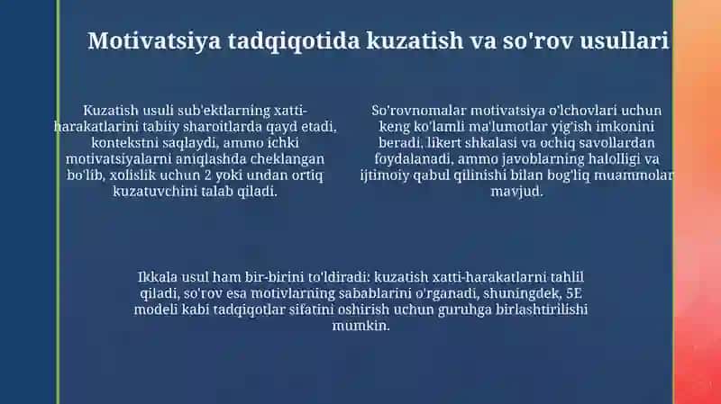 Motivatsiya tadqiqotining asosiy usullari 4
