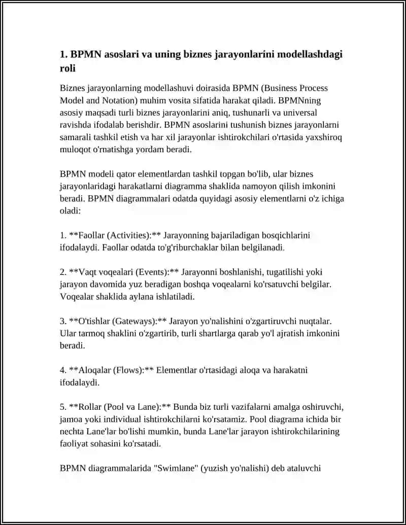 BPMN — Biznes jarayonlami modellashtirish notatsiyasi 4