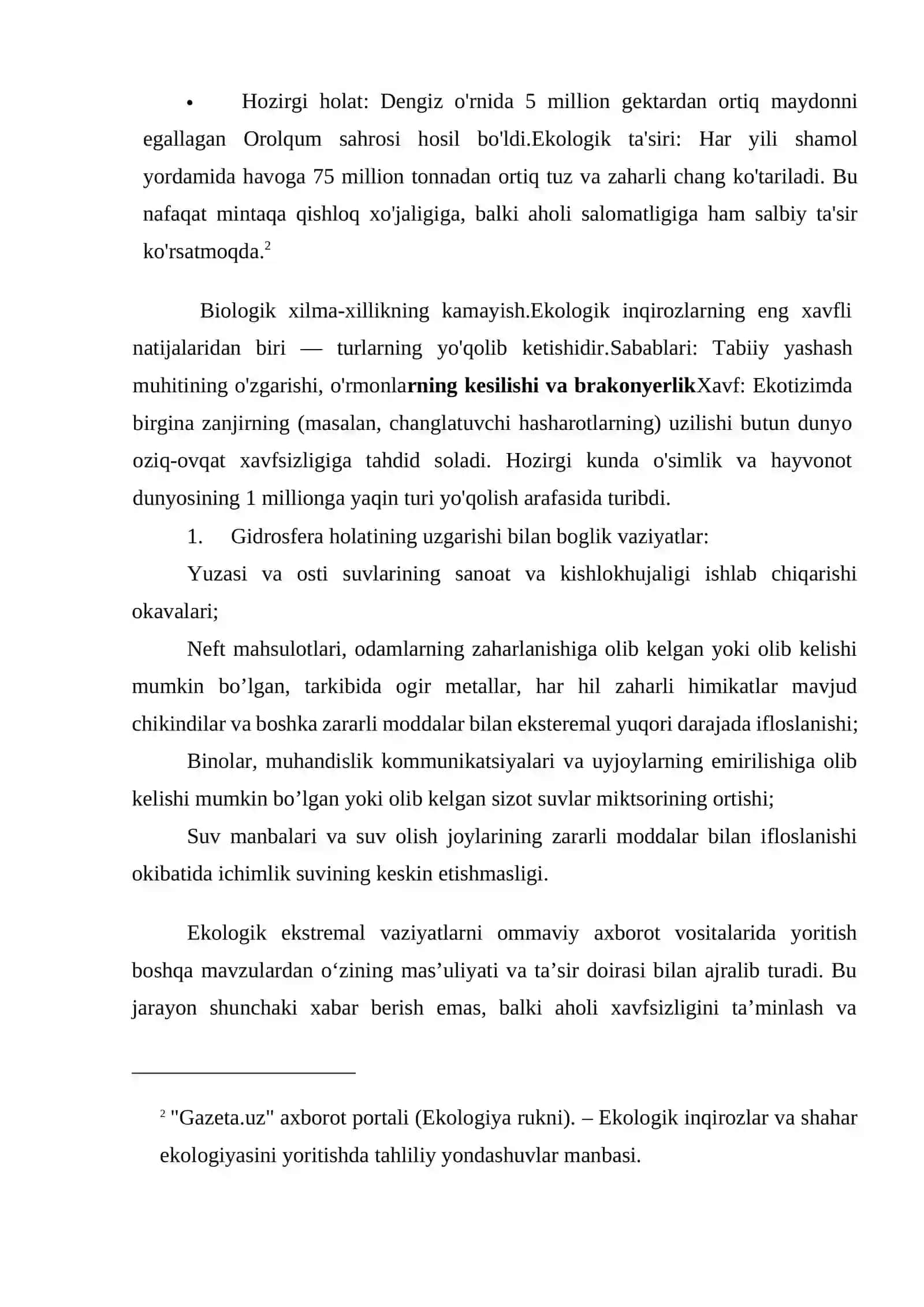 DUNYO VA MINTAQADA YUZ BERGAN EKOLOGIK TUSDAGI EKSTREMAL VAZIYATLAR VA ULARNI OAV DA YORITILISHI 4