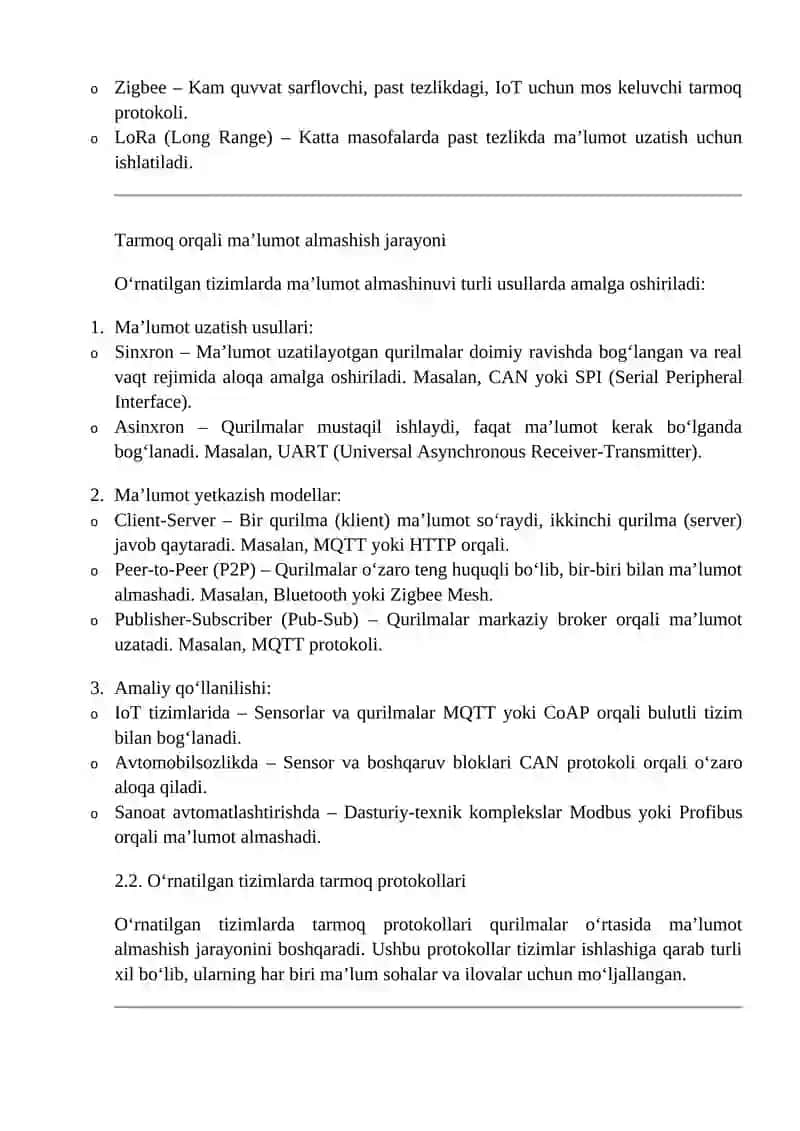 O‘rnatilgan tizimlarda tarmoqlar 4