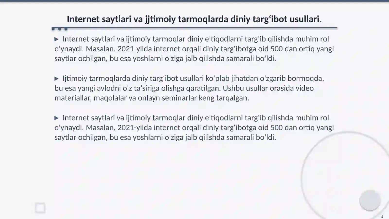 Kibermakonda diniy e'tiqod targʻibotining ijtimoiy xavfi 4