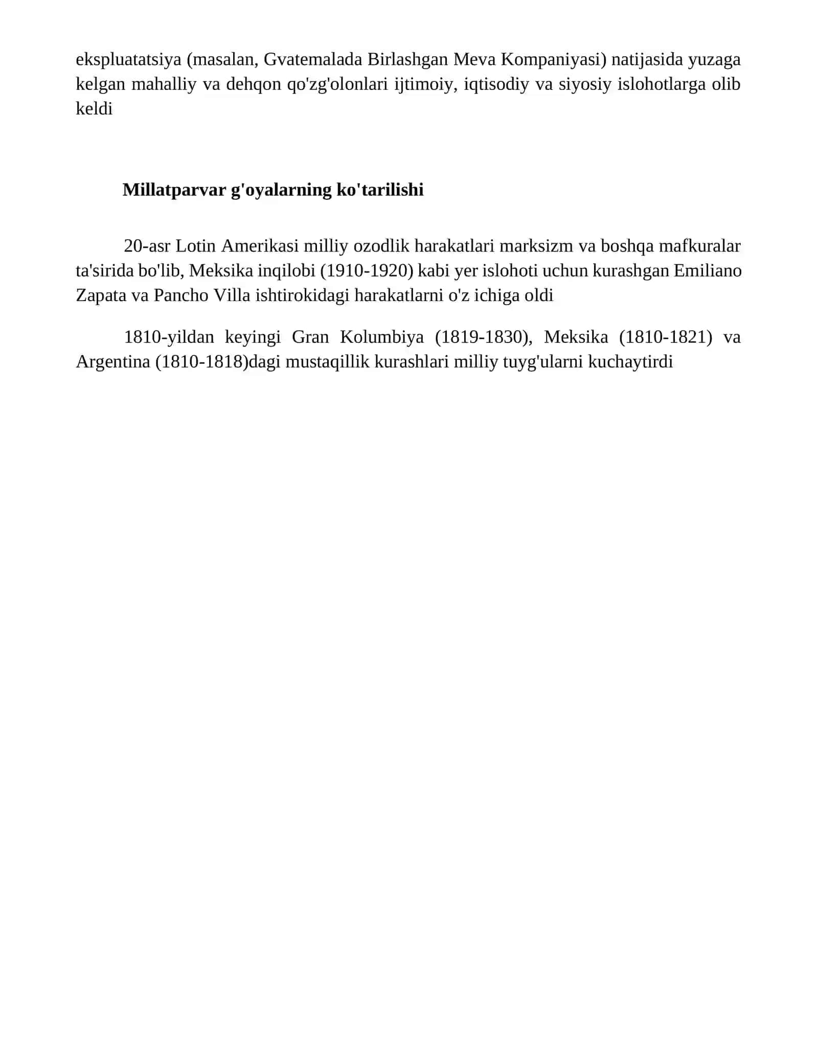 Lotin Amerikasi mamlakatlarida milliy-ozodlik harakatlari va inqilobiy jarayonlari 4