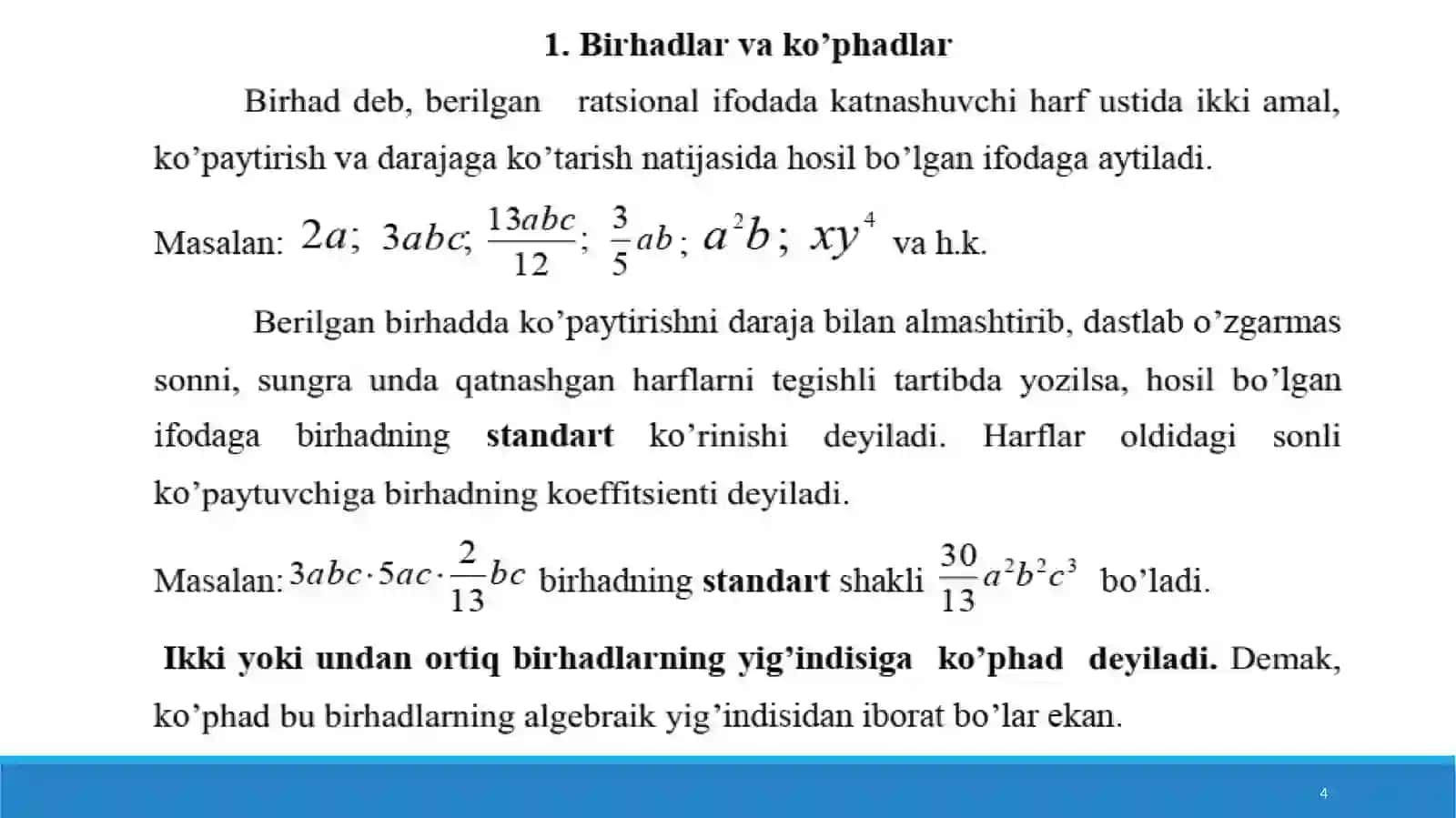 Birhadlar va Ko‘phadlar 4