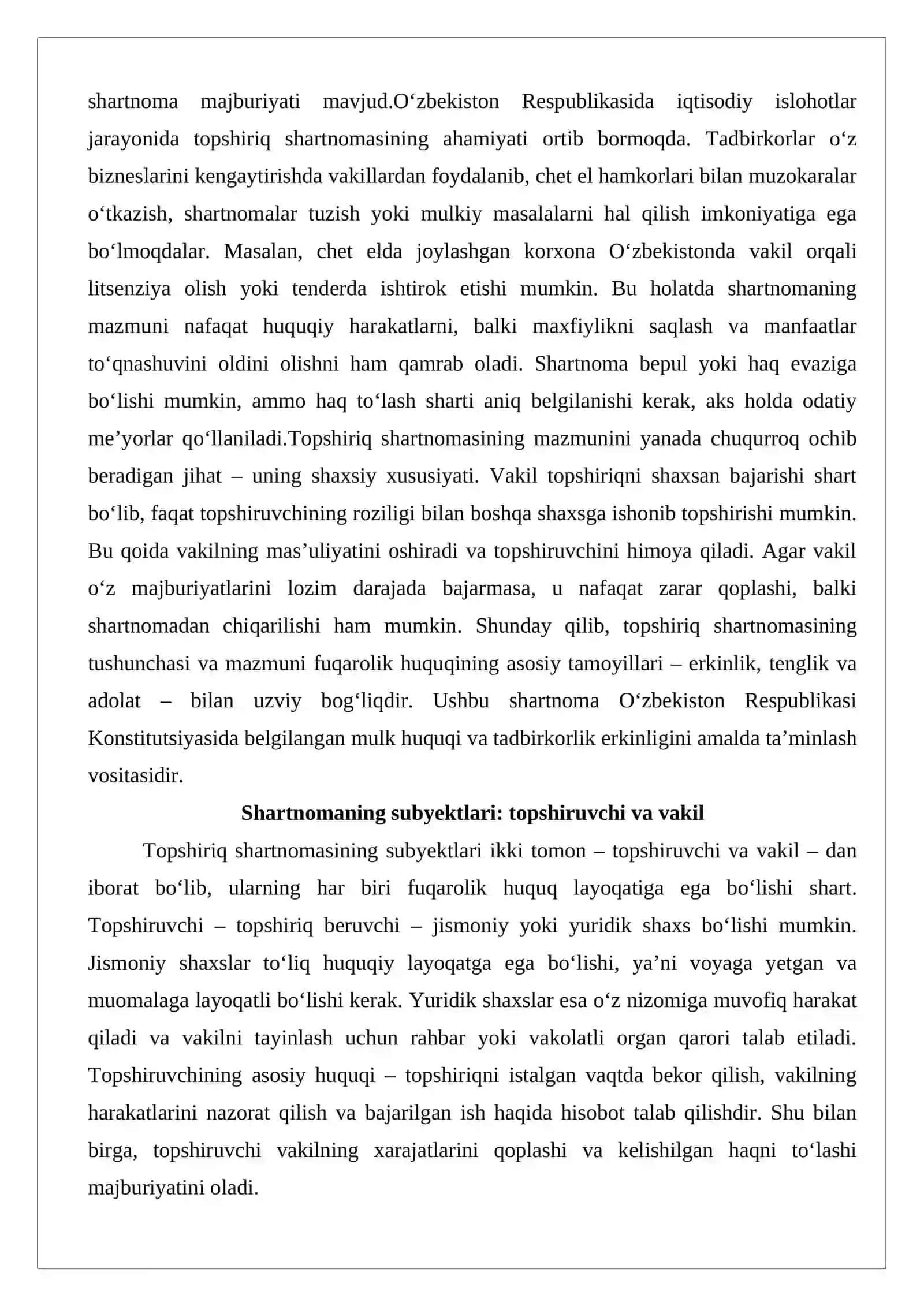 Topshiriq shartnomasida vakillik va ishonchnoma masalalari 4