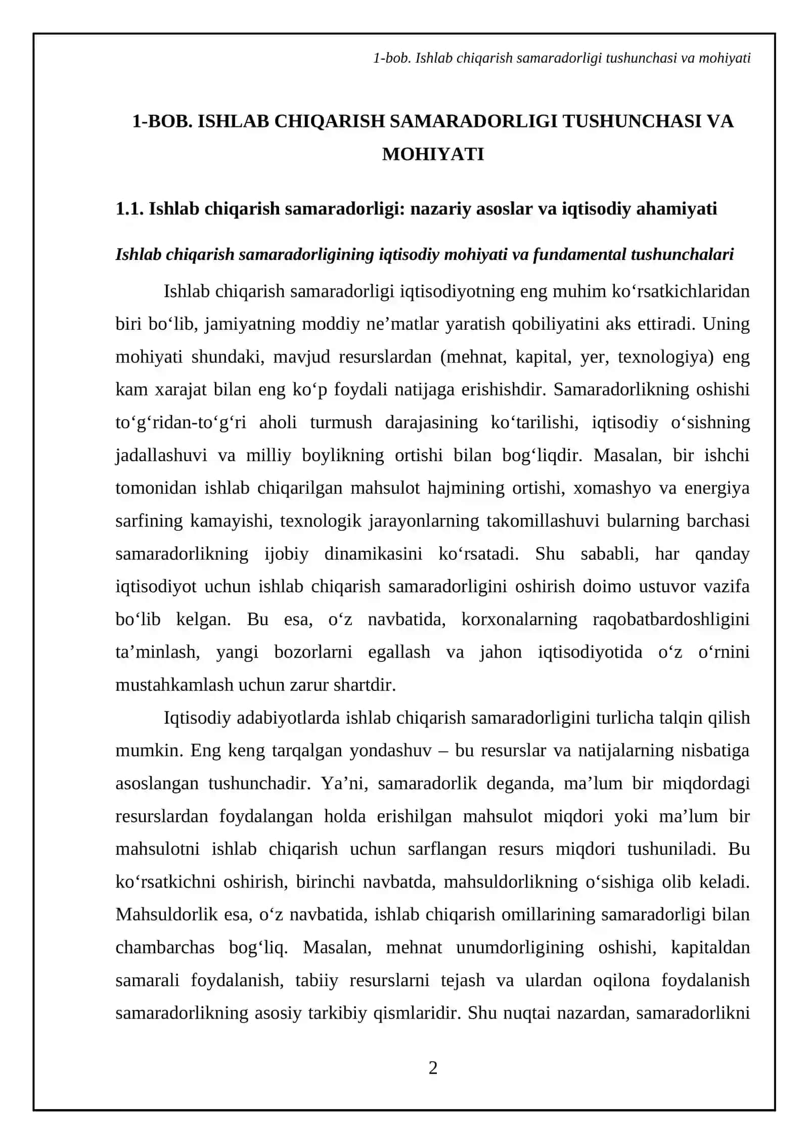 Ishlab chiqarish samaradorligi va uning koʻrsatkichlari 4