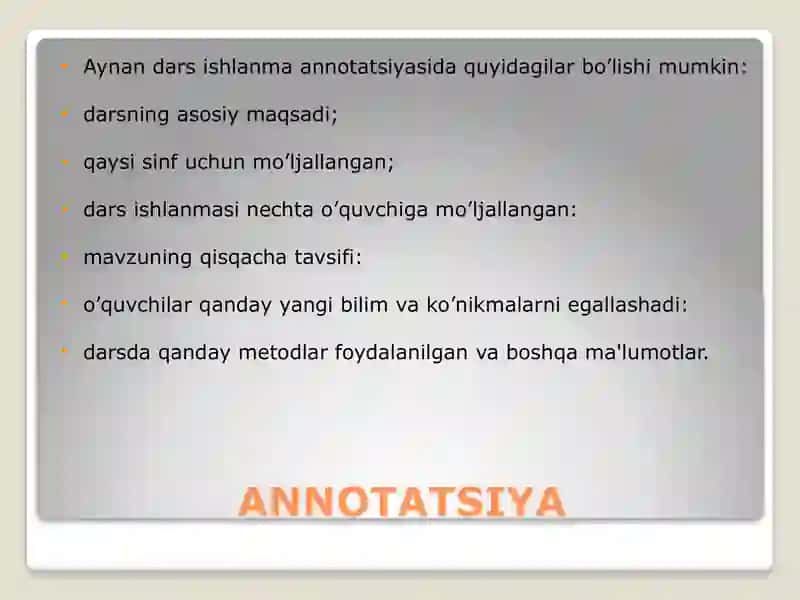 Annotatsiya matnida munosabat, dalil-asos, isbot-xulosa ifodasi 4