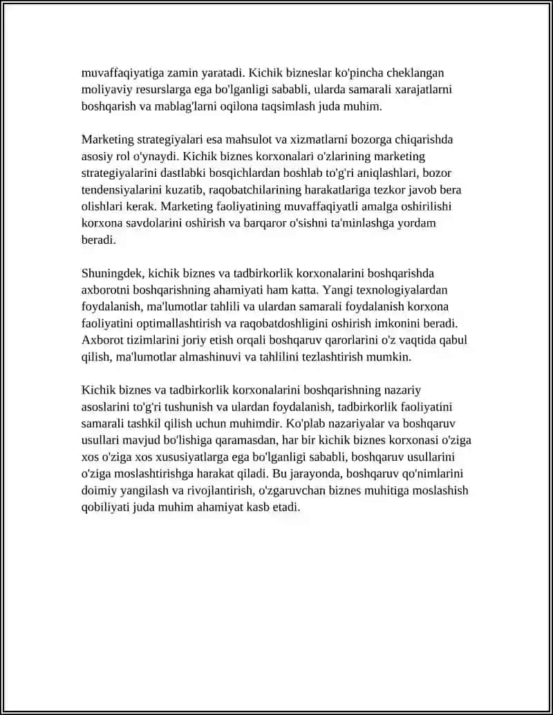 Kichik biznes va tadbirkorlik korxonalari boshqaruvining tashkiliy tuzulmalari 4
