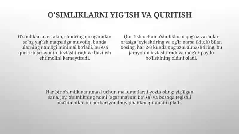 Gerbariy tayyorlash va tayyorlash usullari 4
