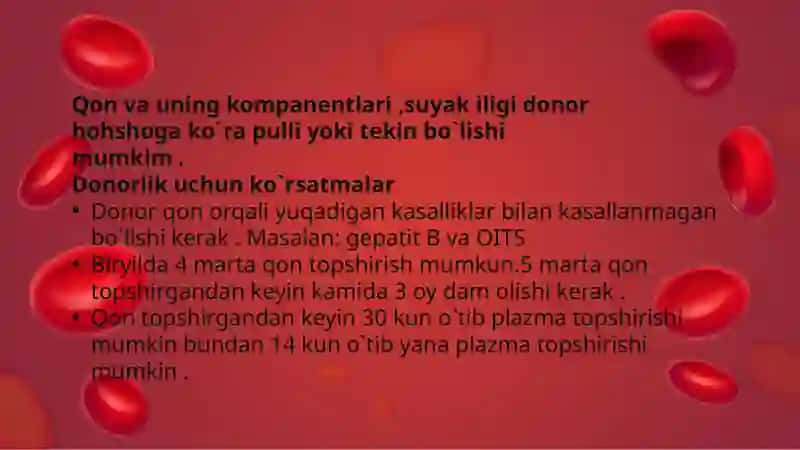Donorlik ko’rsatmalari va qarshi ko’rsatmalar 4