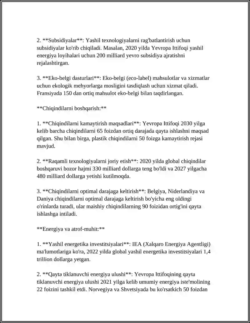 ATROF MUHITNI MUHOFAZA QILISH SIYOSATI VA CHIQINDILARNING OPTIMAL DARAJASINI ANIQLASH 4