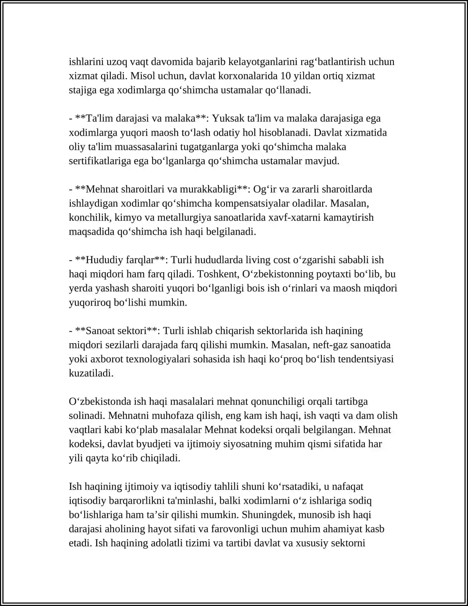 ISH HAQQI TURLARI VA ULARNING DARAJASINI BELGILOVCHI OMILLAR 4