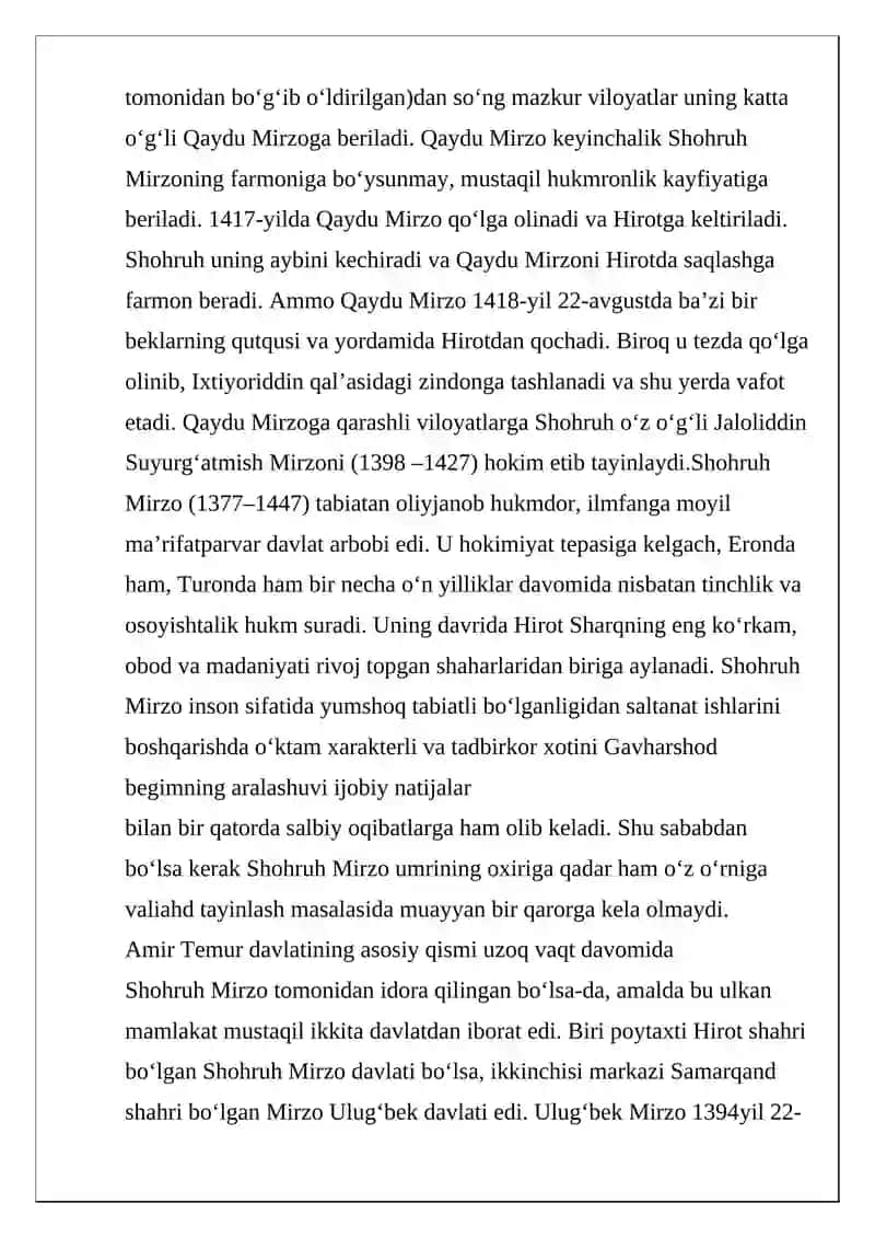 Amir Temur saltanating parchalanishi 4
