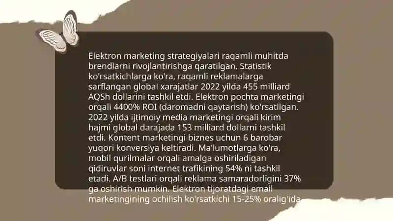 Turizmda elektron marketing fanining predmeti, maqsadi va vazifalari 4