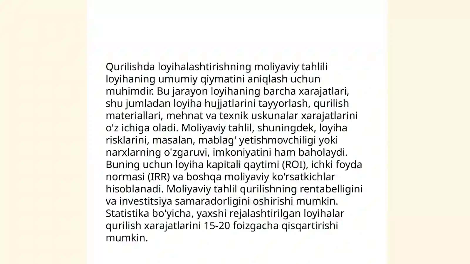 Qurilishda loyihalashtirish iqtisodiyoti va tawkil etilishi 4