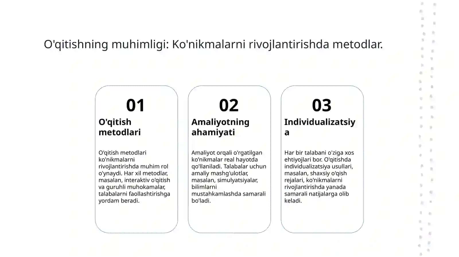 Ko'nikmalar shakllanishi 4