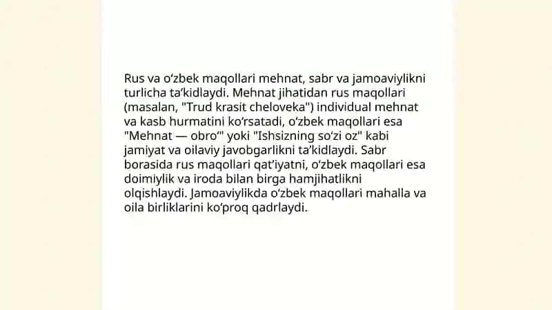 Dunyo xalqlari maqol va matallarini o’zbek xalq maqollari bilan qiyoslash 4
