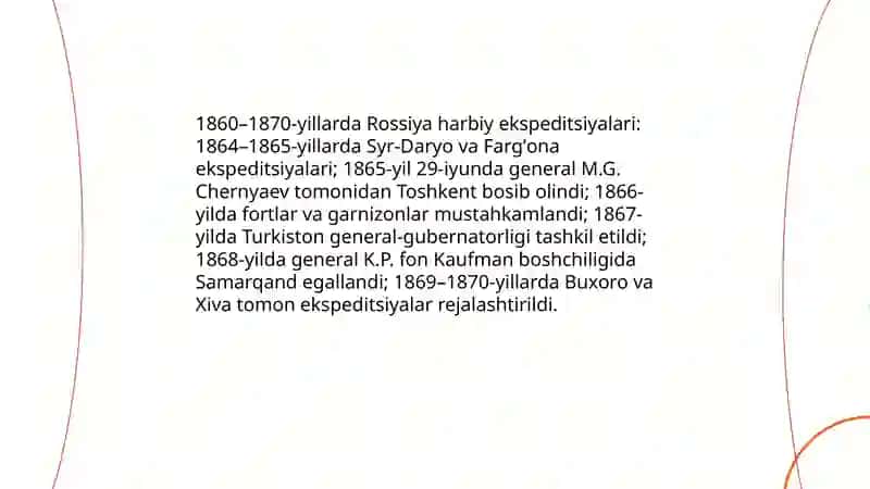 O'rta Osiyoning Chor Rossiyasi tomonidan bosib olinishi 4