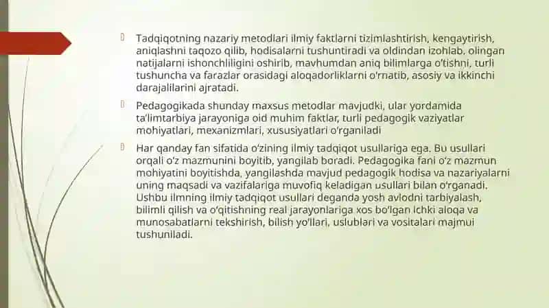 Yoshlarta’lim-tarbiyasi muammolarini tadqiq etishning ilmiy-pedagogik metodlari 4