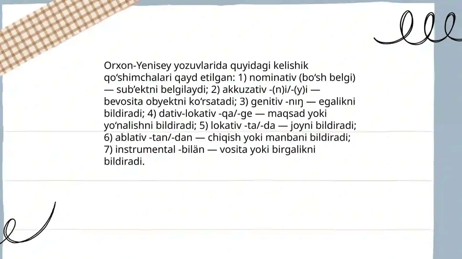 Eski turkiy tillar kelishiklarining tarixiy variantlari 4