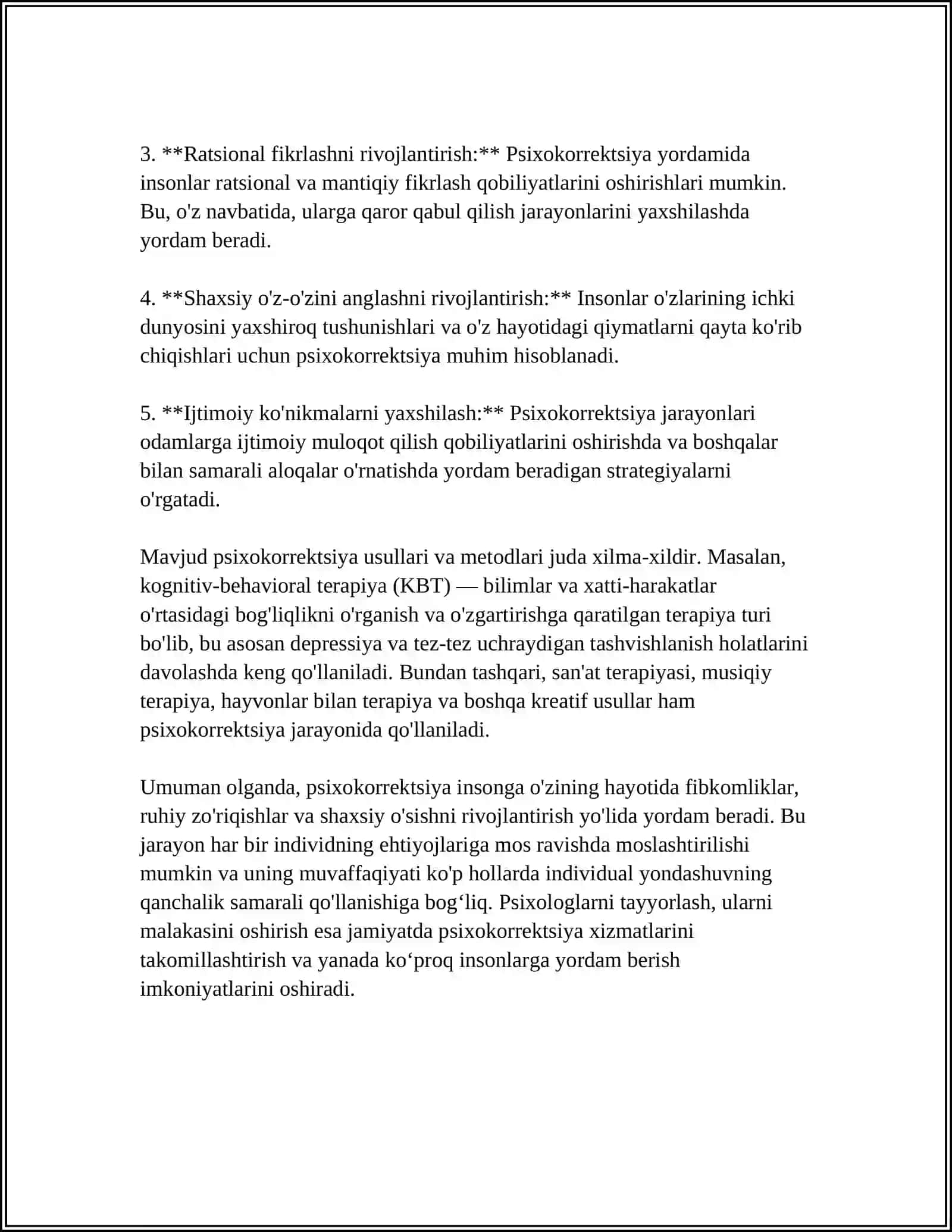 PSIXOKORREKSION ISHLARNI TASHKIL ETISH: TEXNIKALAR VA USLUBLAR 4