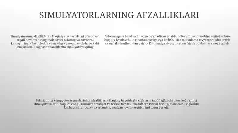 Avlotransport Vositalari Haydovchilariga Qo’Yiladigan Talablar Televizion Va Kompyuter Trinajorlar 4