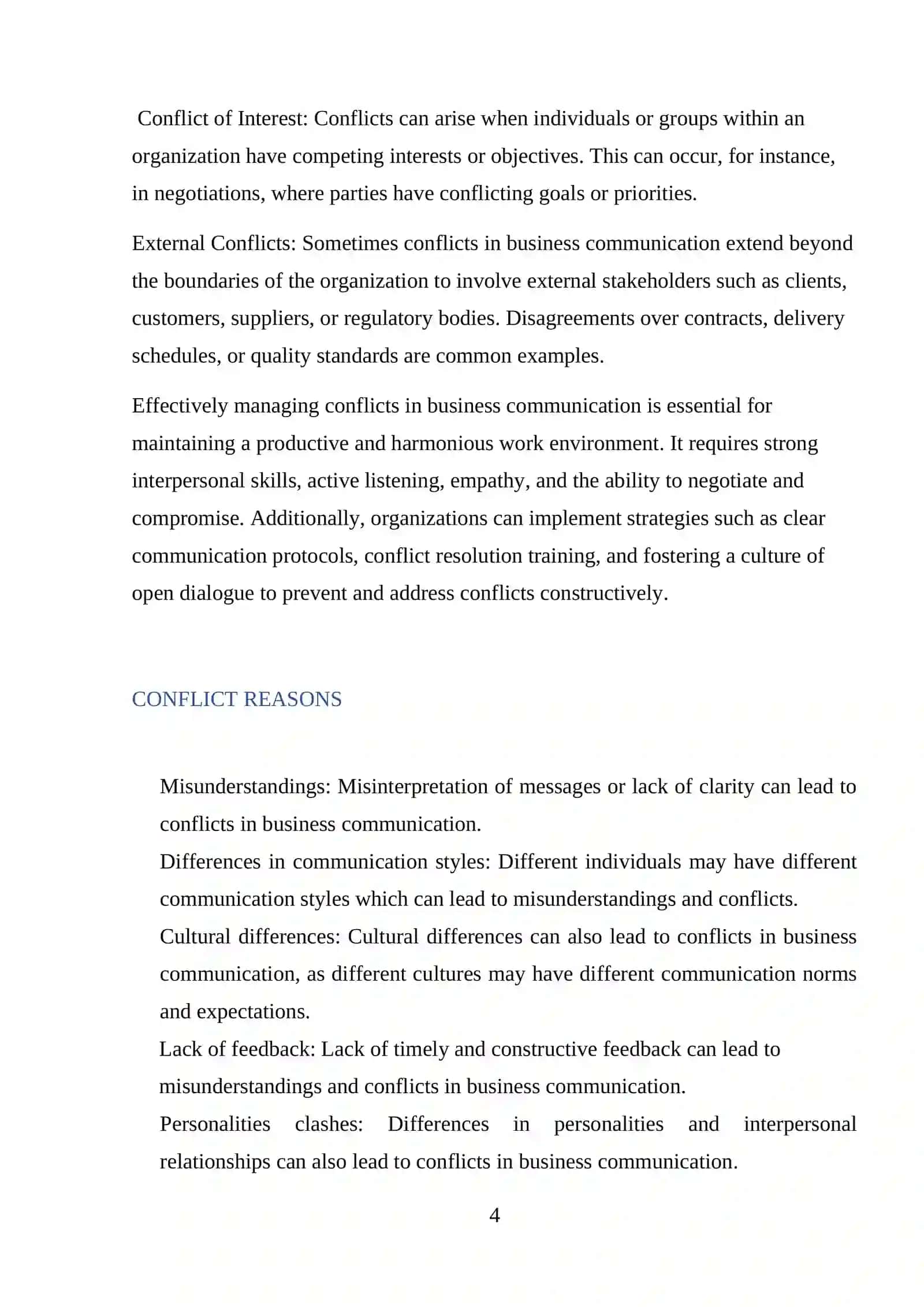 Conflicts in Business Communication 4