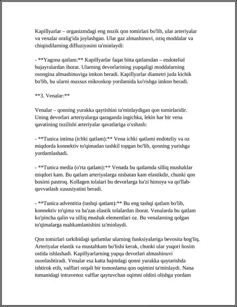 YURAK QON TOMIRLAR SISTEMASI.QON TOMIRLARI 4