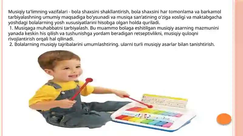 Musiqiy ta'limning o'rni Maktabgacha yoshdagi bolalarga estetik tarbiya berishda 4