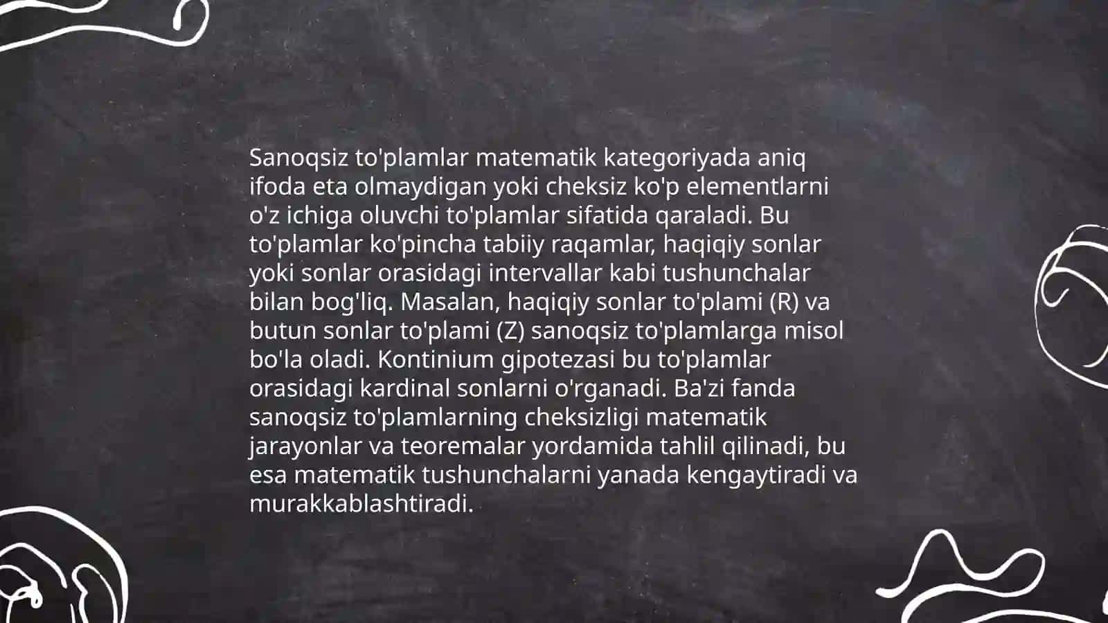 To‘plam quvvati.Sanoqli va sanoqsiz to‘plamlar.Matematika etyudlari 4