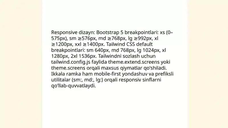 Bootstrap va Tailwind CSS 7 mavzu 4