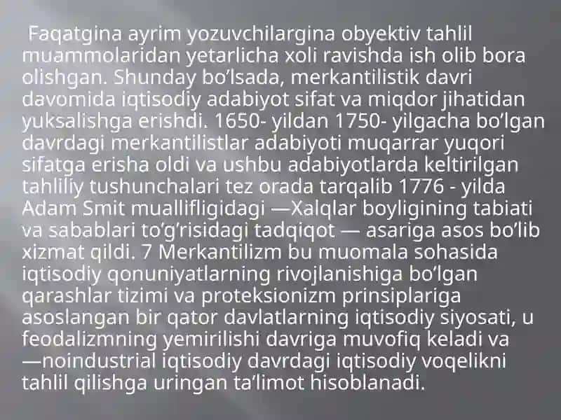 Merkantilizm iqtisodiy ta’limotining mohiyati va ahamiyati 4