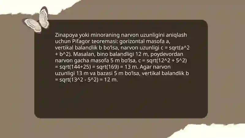 Pifagor teoremasining real hayotdagi tatbiqlari 4