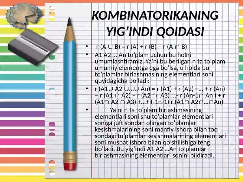 Kombinatorikaning asosiy elementlari 4