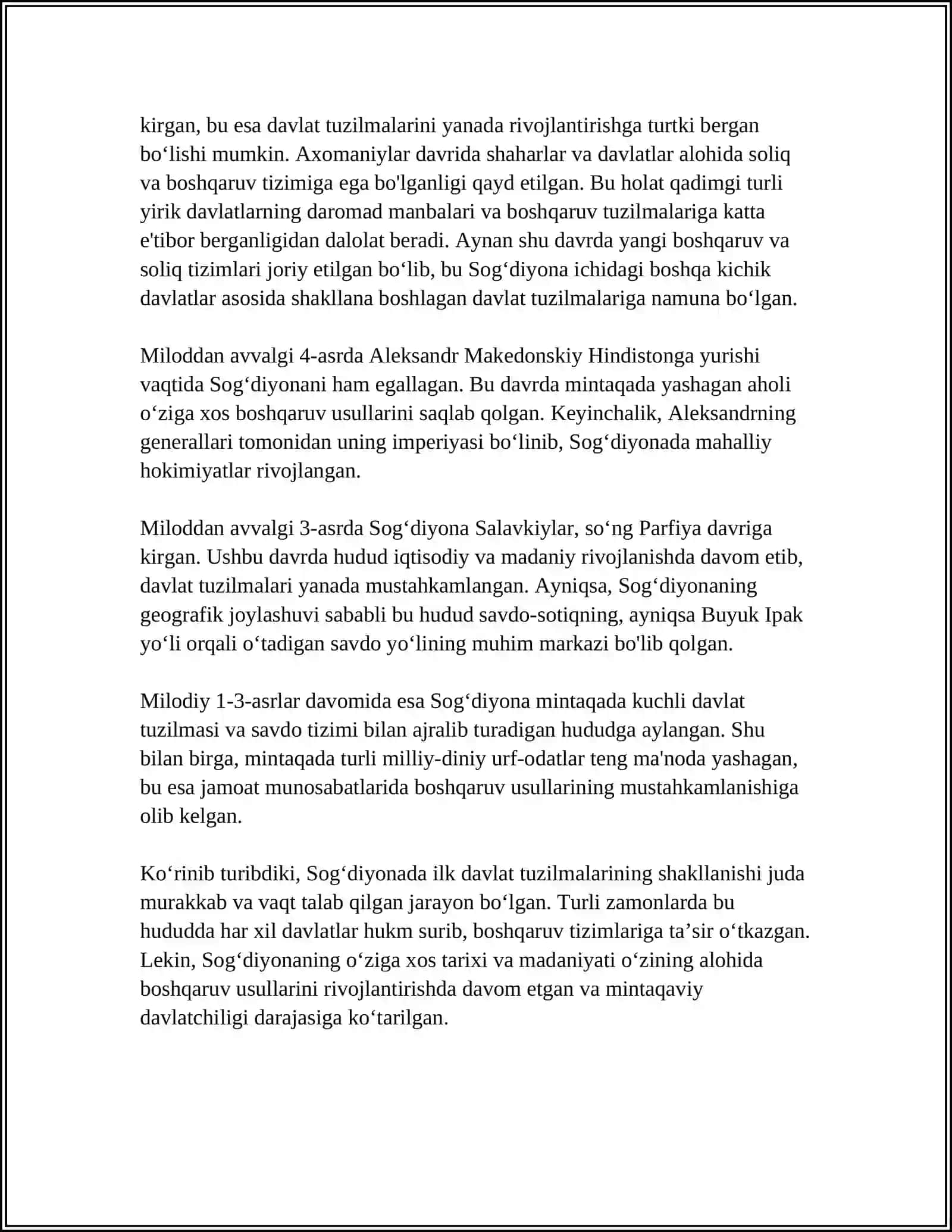 O'ZBEKISTONDA MILODDAN AVVALGI 6 ASRGACHA MAVJUD BO'LGAN DAVLAT UYUSHMALARI 4