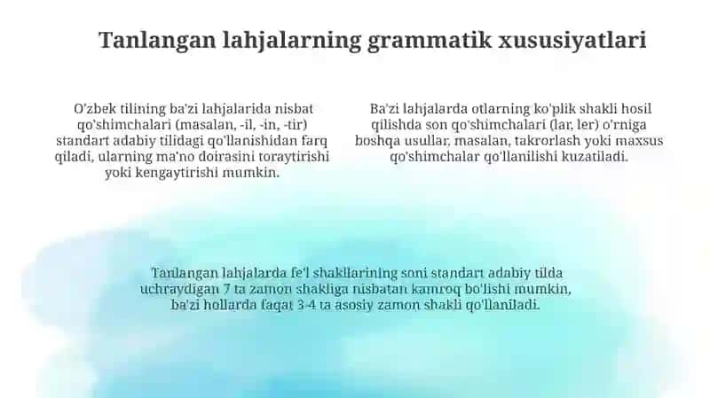 Tanlangan lahjalarning semantik xususiyatlari 4
