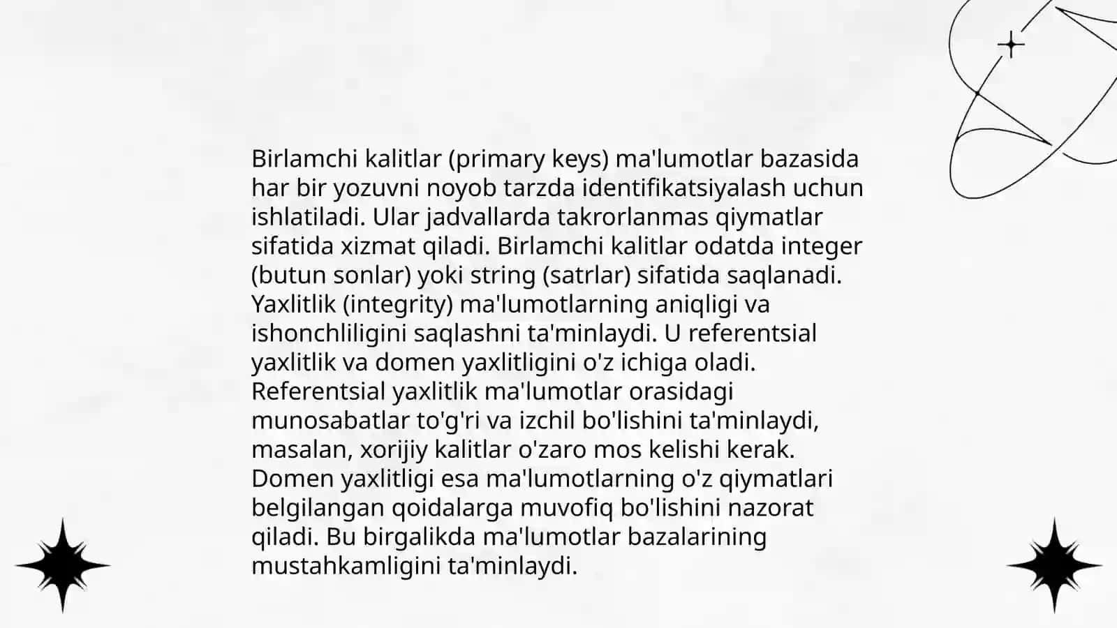 Berilganlar bazasida yaxlitlik 4