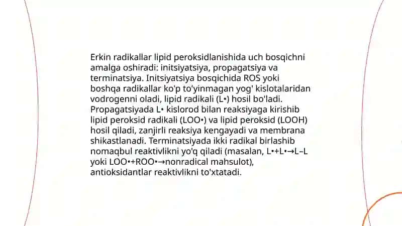Lipidlarni peroksidlanishi va hujayra shikastlanishi patogenezdagi ahamiyati 4