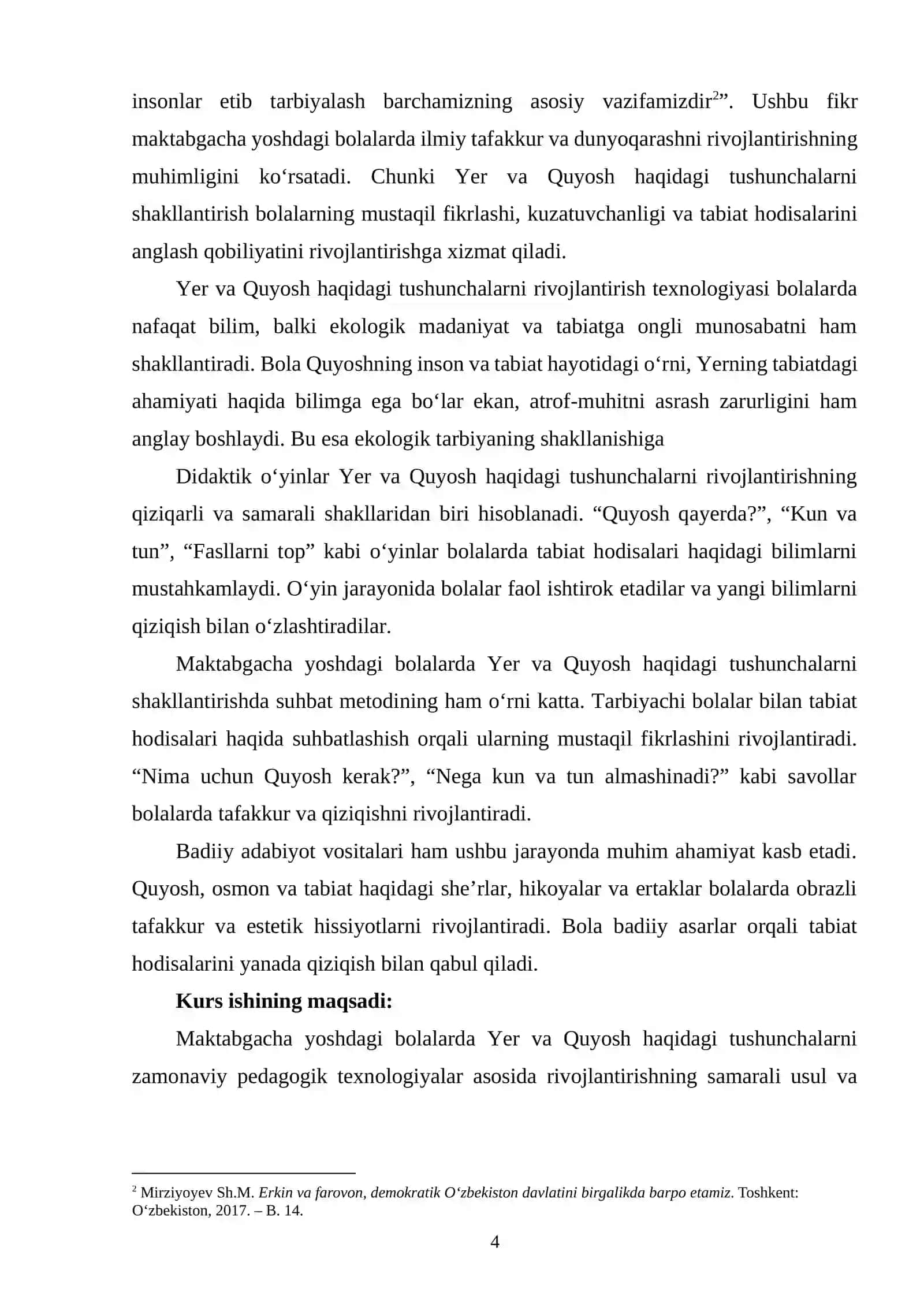 Yer va quyosh haqida tushunchani rivojlantirish texnologiyasi 4